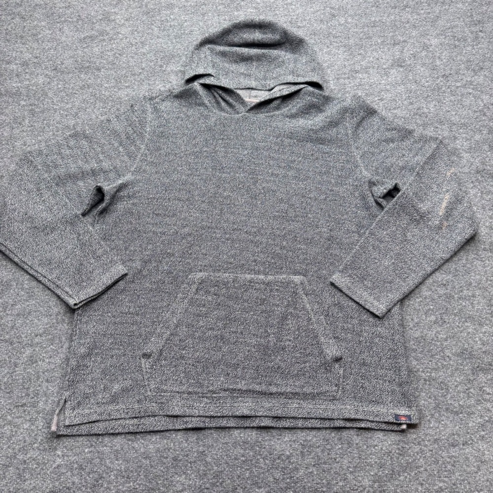 Faherty Brand Mens XL Gray Marled Cotton Blend Pullover Hoodie Kangaroo Pocket